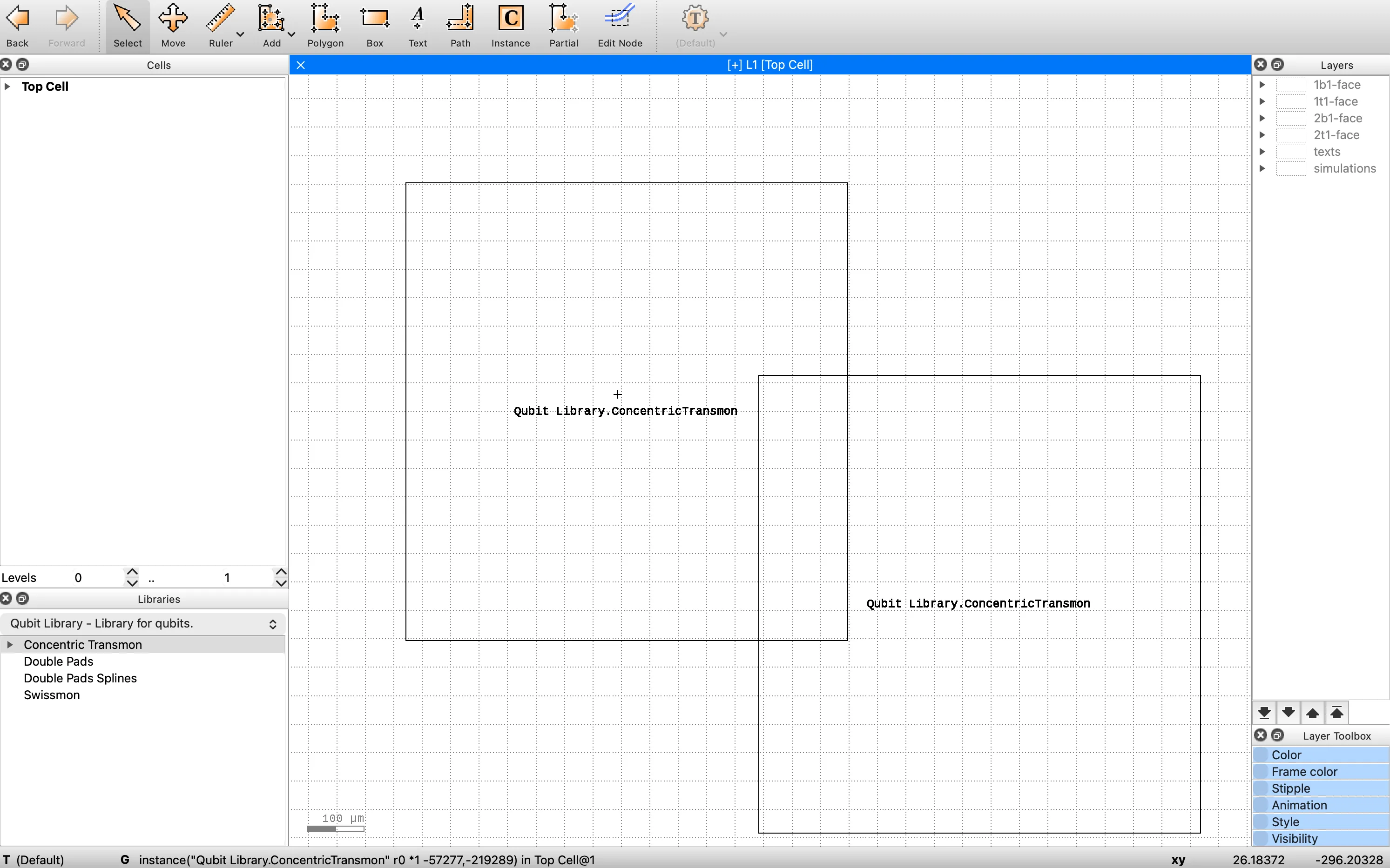 CAD layout grid